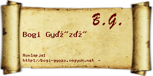 Bogi Győző névjegykártya